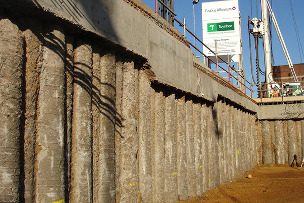 Retaining Wall Sheet Piling Construction Parking